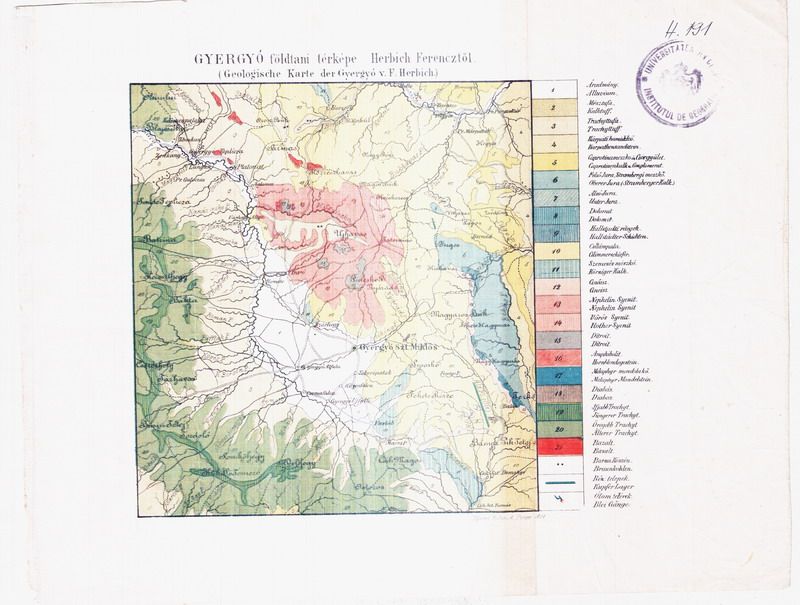 Herbich Ferenc - Gyergyó földtani térképe (1871)