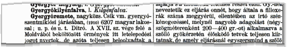 Gyergyóremete a Révai Nagy Lexikon 1911-es kiadásában